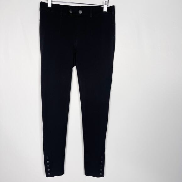 Vince Womens 2 Black Ponte Knit Skinny Leg Riding Pants with Snap Button Ankle - Picture 1 of 10